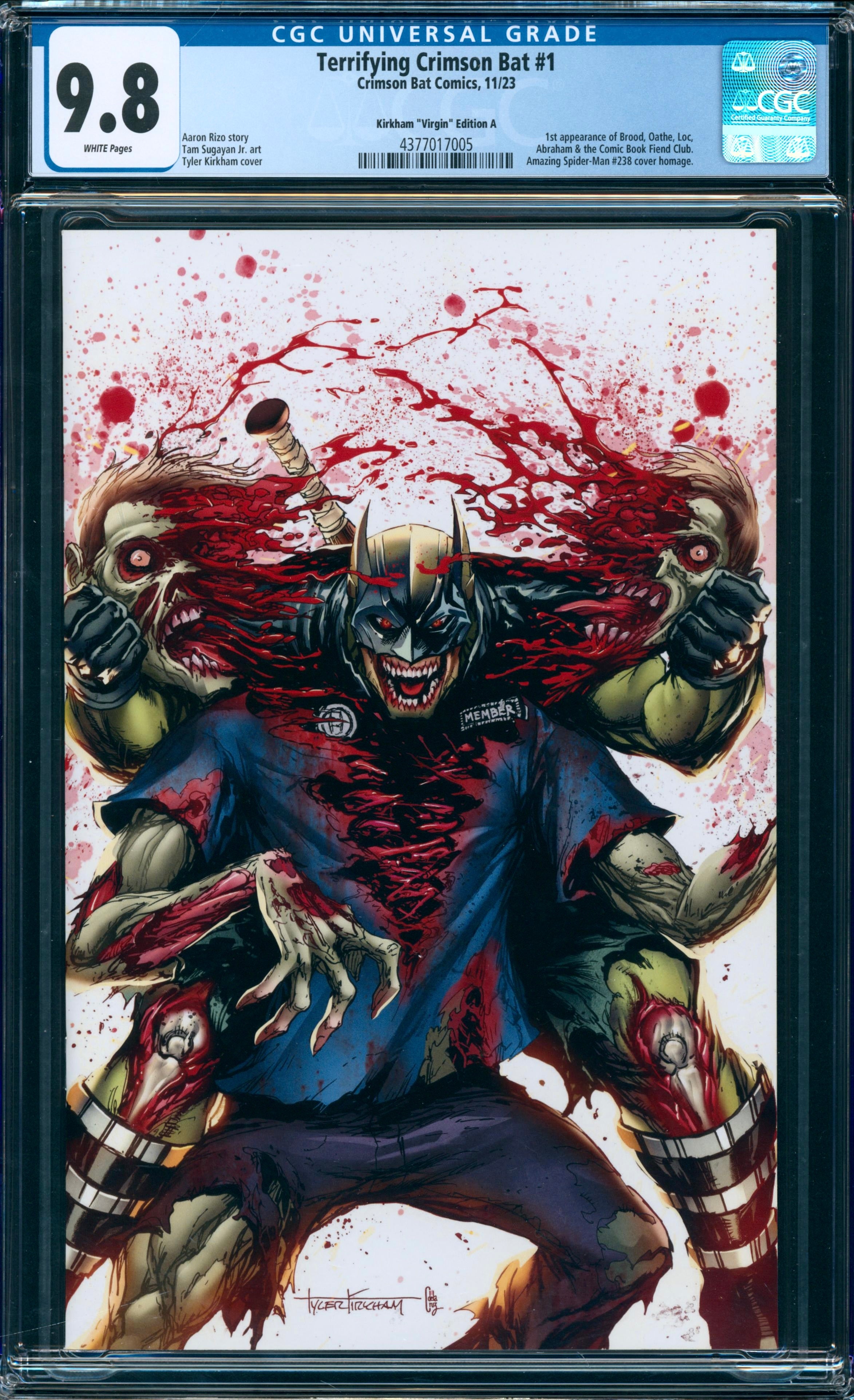 The Terrifying Crimson Bat #1 CGC 9.8 (ASM #238 Homage Virgin Variant by Tyler Kirkham)