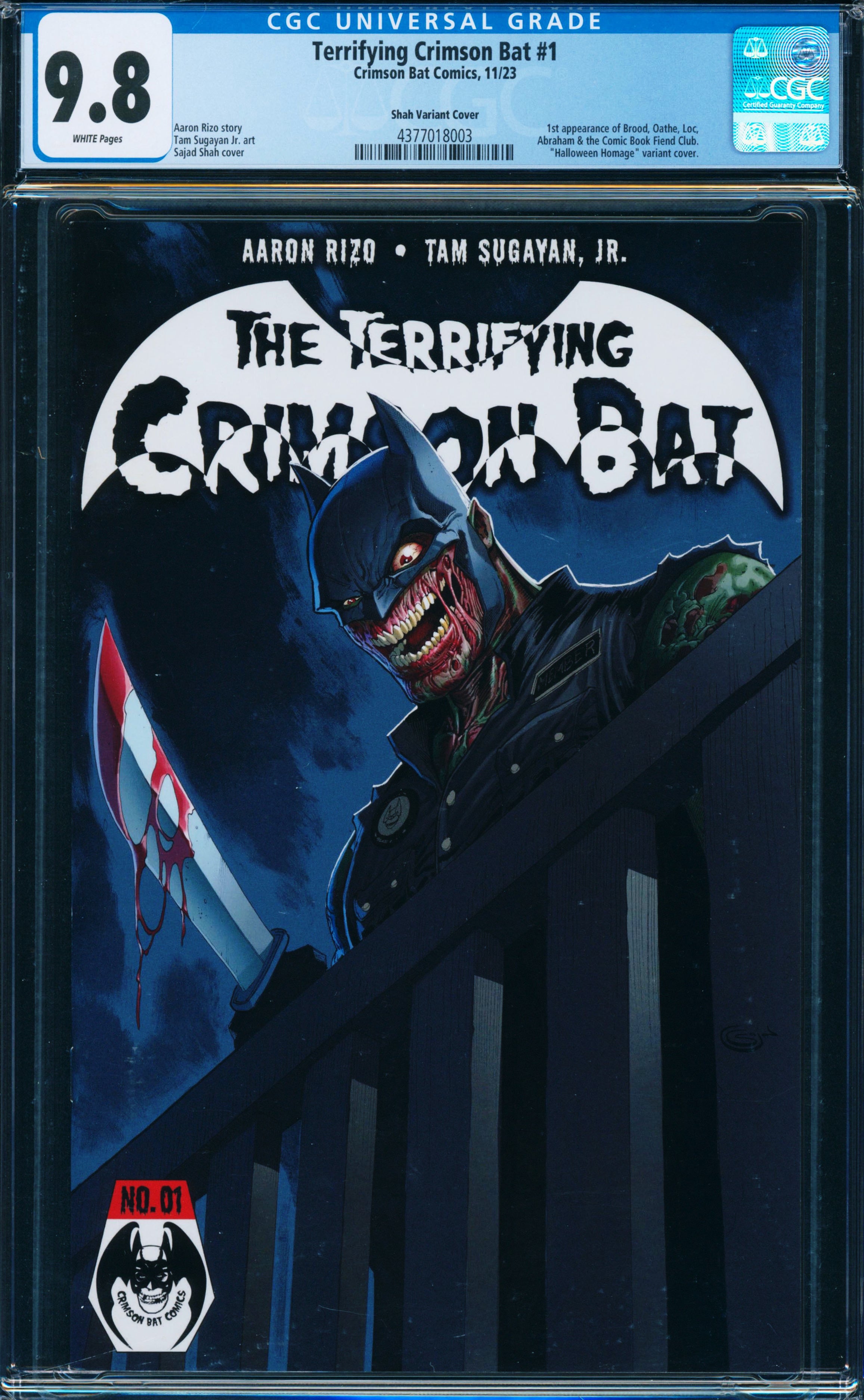 The Terrifying Crimson Bat #1 CGC 9.8 (Halloween Homage Variant by Sajad Shah)