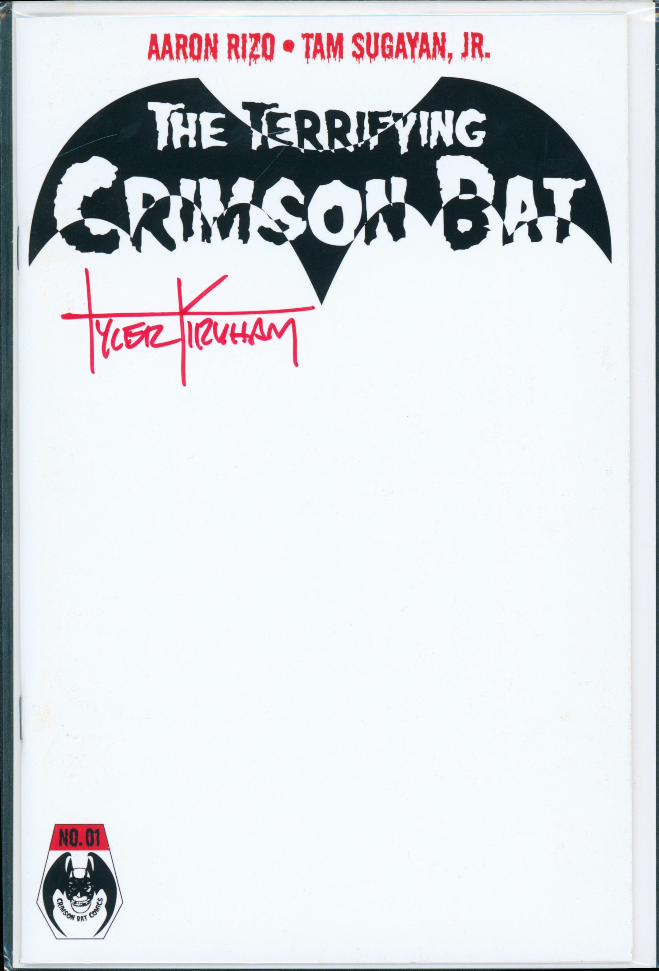The Terrifying Crimson Bat #1 Blank signed by TYLER KIRKHAM